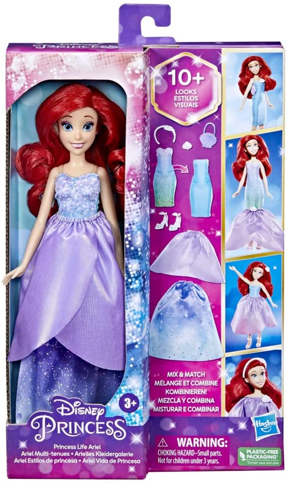 Hasbro Disney Princess F4624 Disney Princesses Life Doll Model Ariel, 10 Outfit