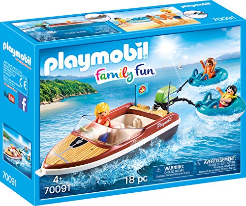 Playmobil 70091 Family Fun Campsite Floating Speedboat with Tube Riders