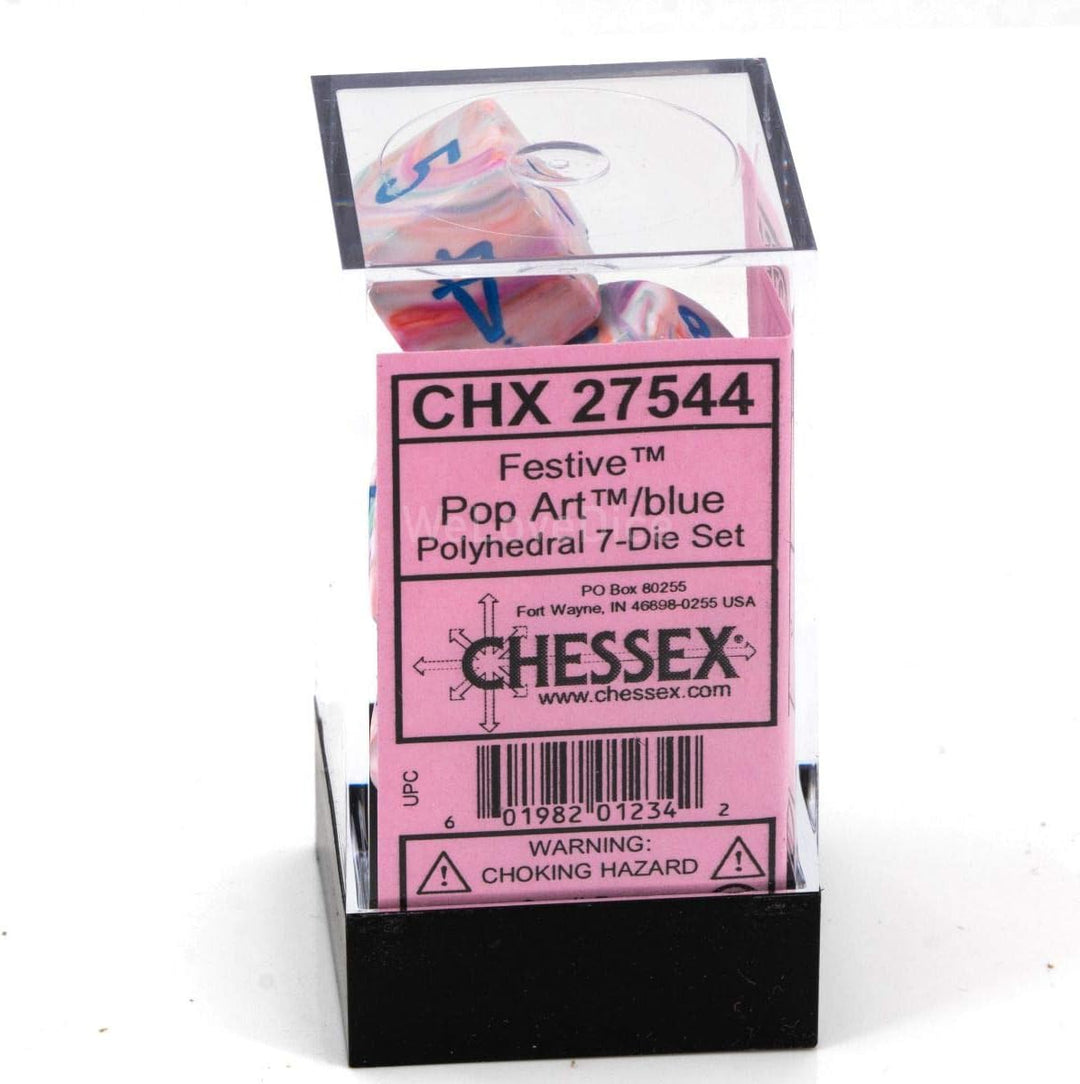Chessex Festive Polyhedral Pop Art - Blue 7-Die Set
