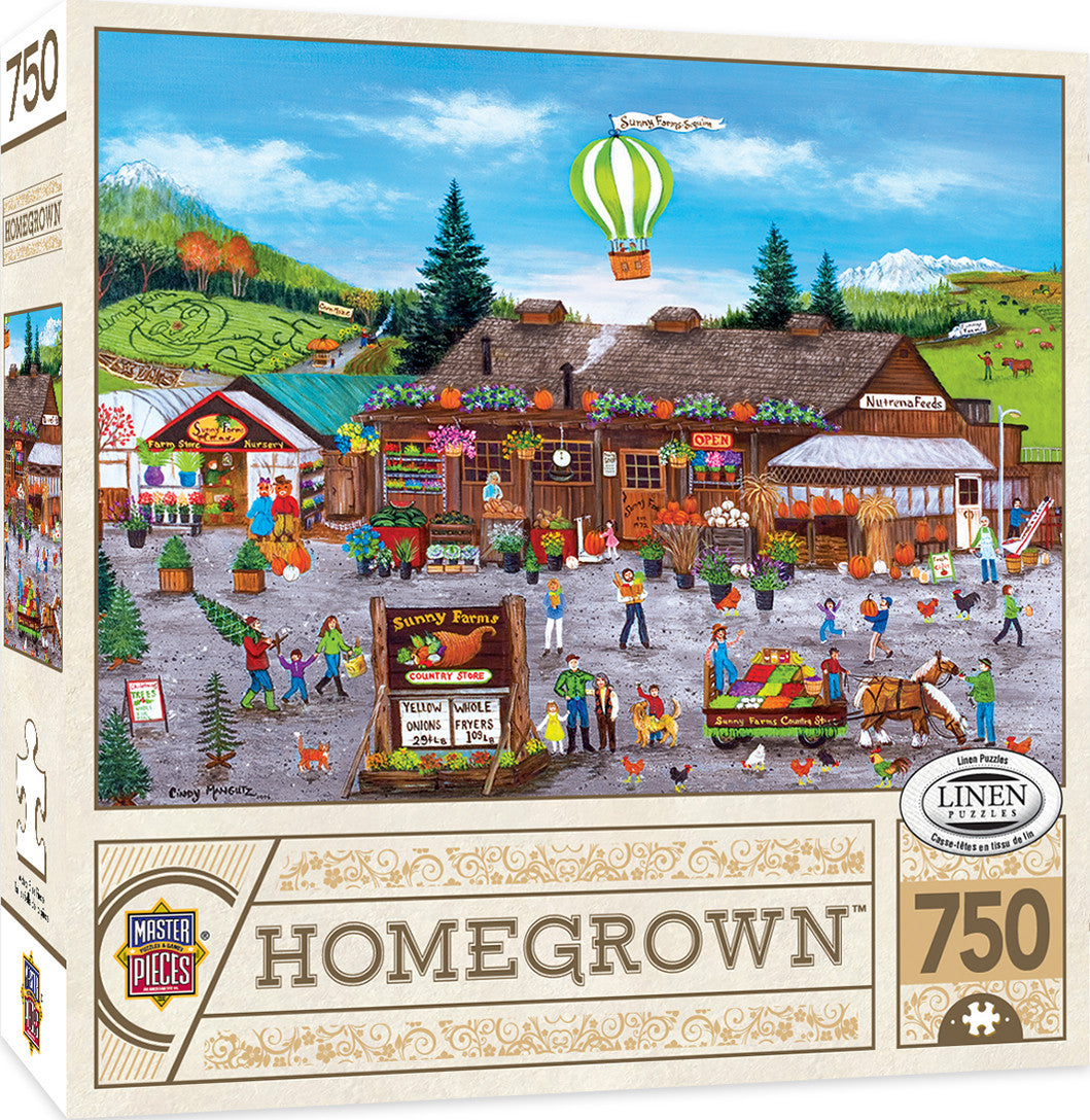 750-teiliges Puzzle für Erwachsene, Familien oder Kinder – Sunny Farms von Masterpieces