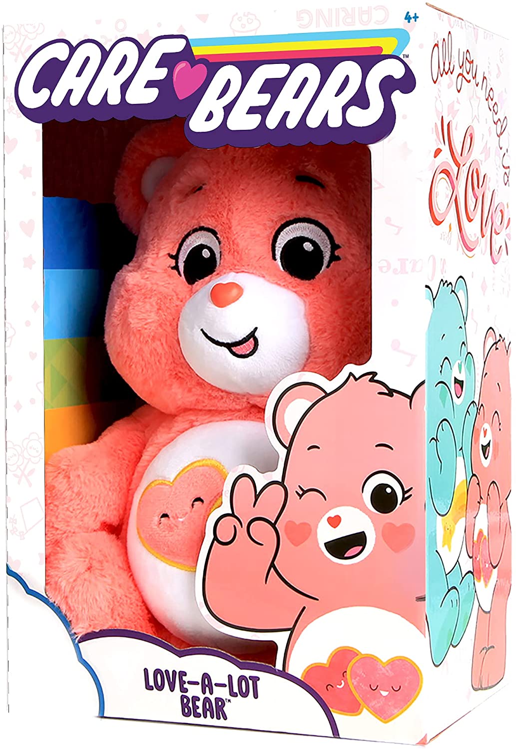 Care Bears 22084 14 Inch Medium Plush Love-A-Lot Bear, Collectable Cute Plush Toy, Cuddly Toys for Children, Soft Toys for Girls and Boys, Cute Teddies Suitable for Girls and Boys Aged 4 Years +