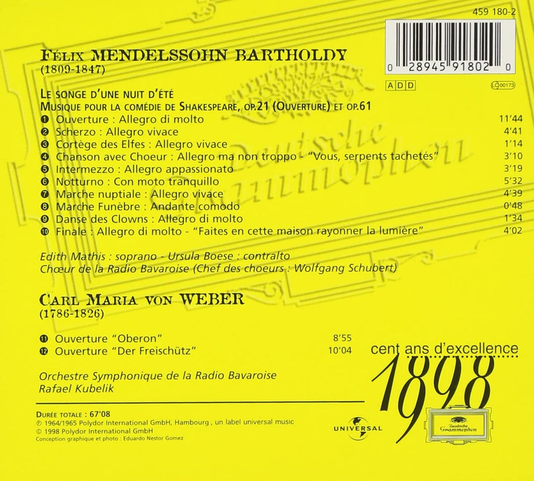 Mendelssohn: Le Songe D'une D'ete / Weber: Oberon [Audio CD]