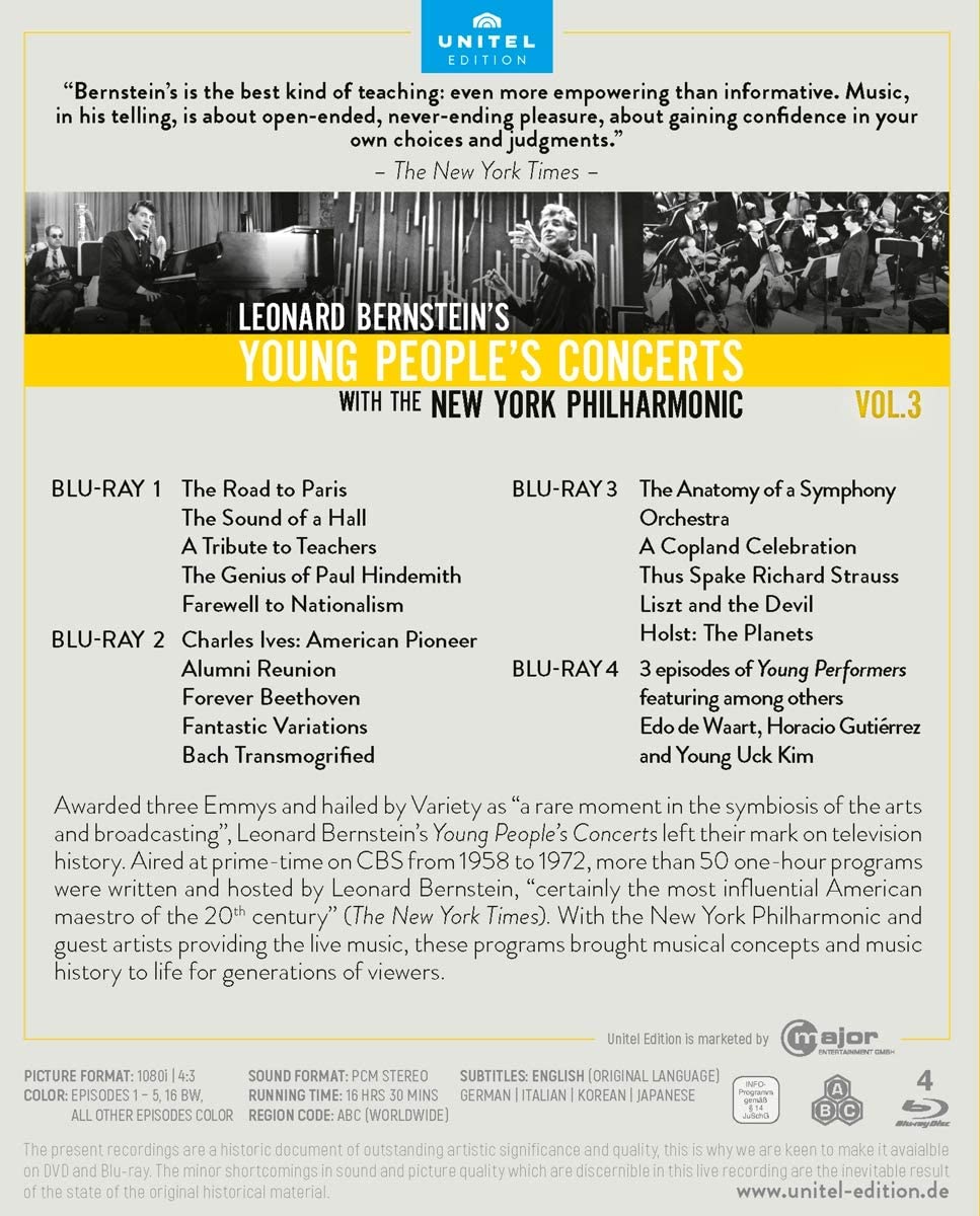 Young Peoples Concerts Vol. 3 [New York Philharmonic; Leonard Bernstein] [C Majo [Blu-ray]