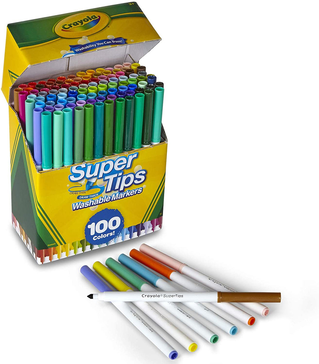 Crayola Super Tips Washable Markers (Pack of 100, Multi-Colour)
