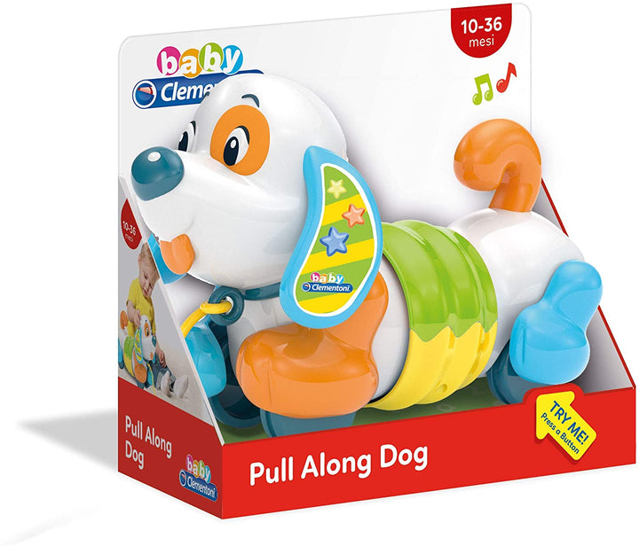 Baby Clementoni 17262 - Pull Along Dog for Baby Toddlers, Multi-Coloured, ages 10 months plus