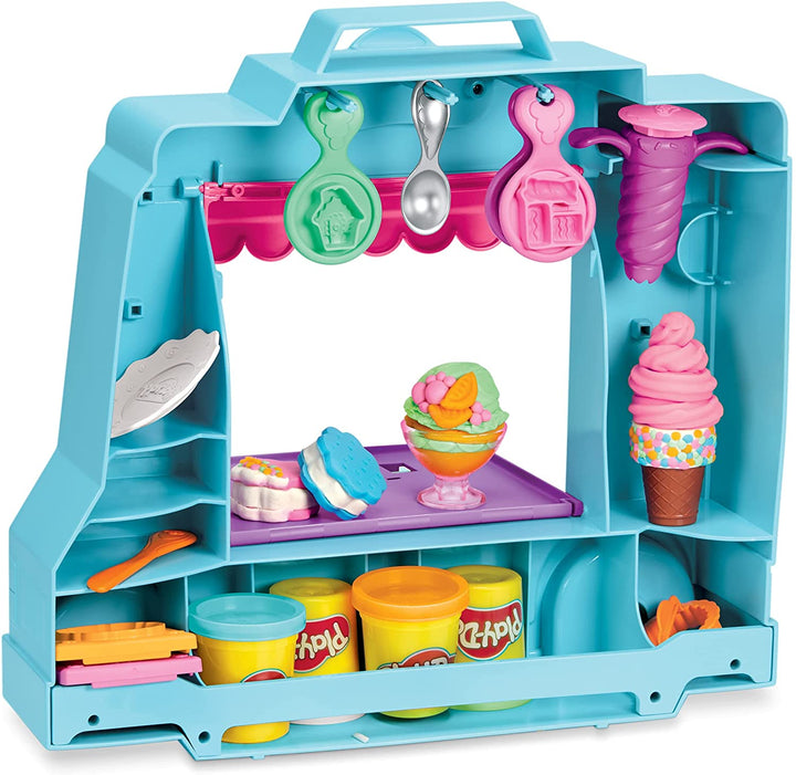 Play-Doh Ice Cream Truck Playset, Pretend Play Toy for Kids 3 Years and Up with 20 Tools