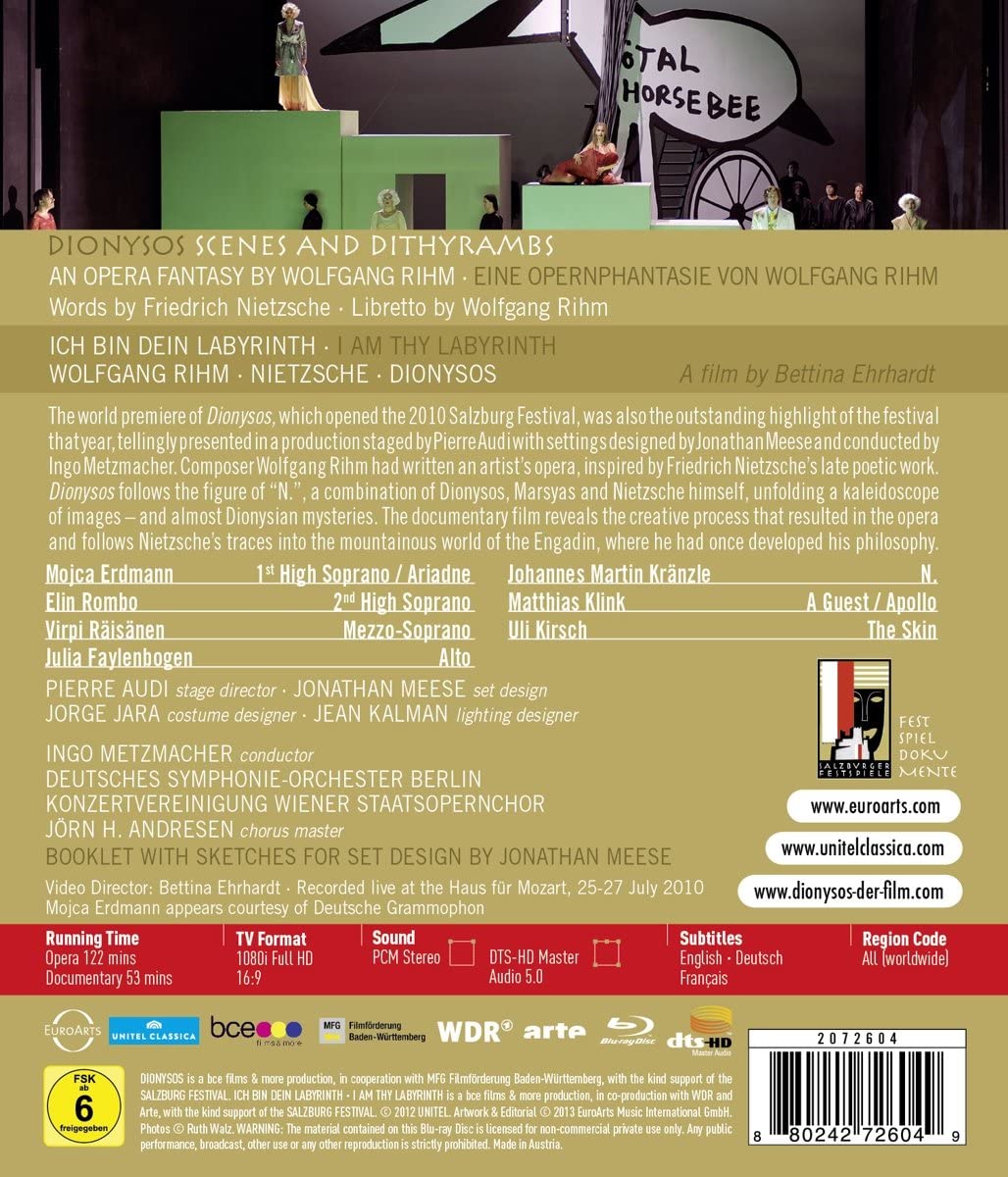 Rihm: Dionysos [Salzburg 2010] [Mojca Erdmann, Elin Rombo, Virpi Raisänen] [Euroarts: 2072604] [2013] [Region Free] [Blu-ray]