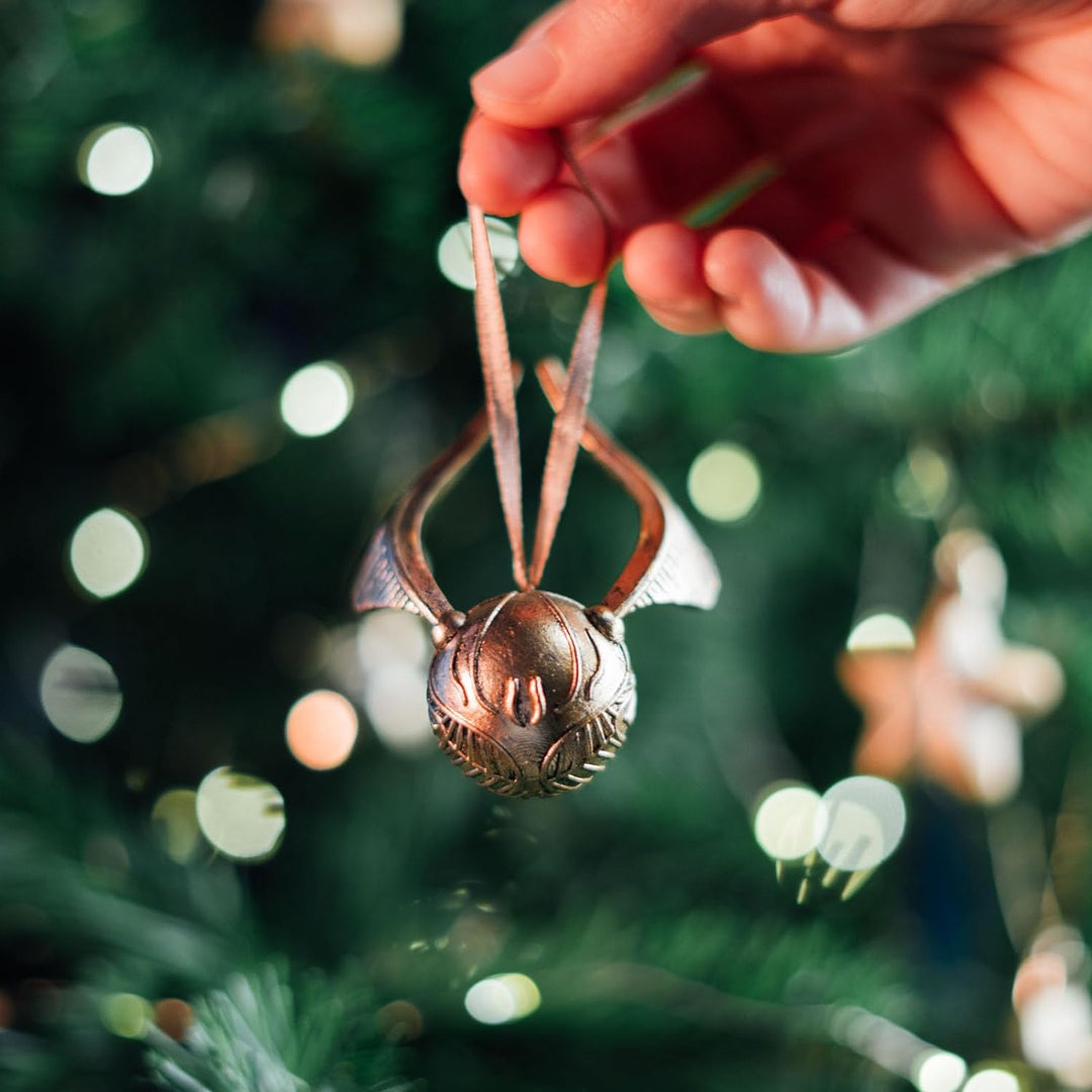 Harry Potter Christmas Ornaments | Set Of 3 - Golden Snitch, Nimbus 2000 & Hogwarts Crest