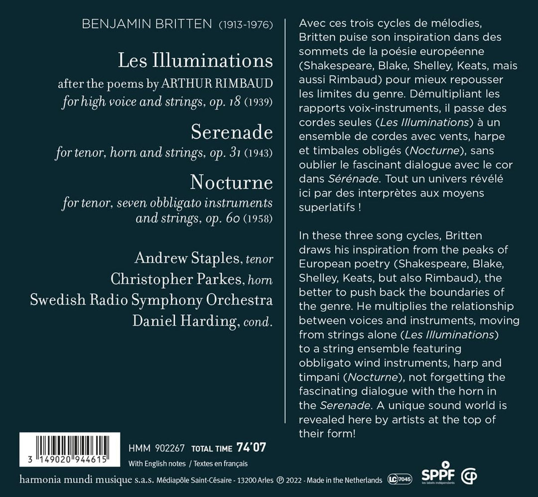 Staples,Andrew - Britten: Les Illuminations/Serenade/Nocturne [Audio CD]