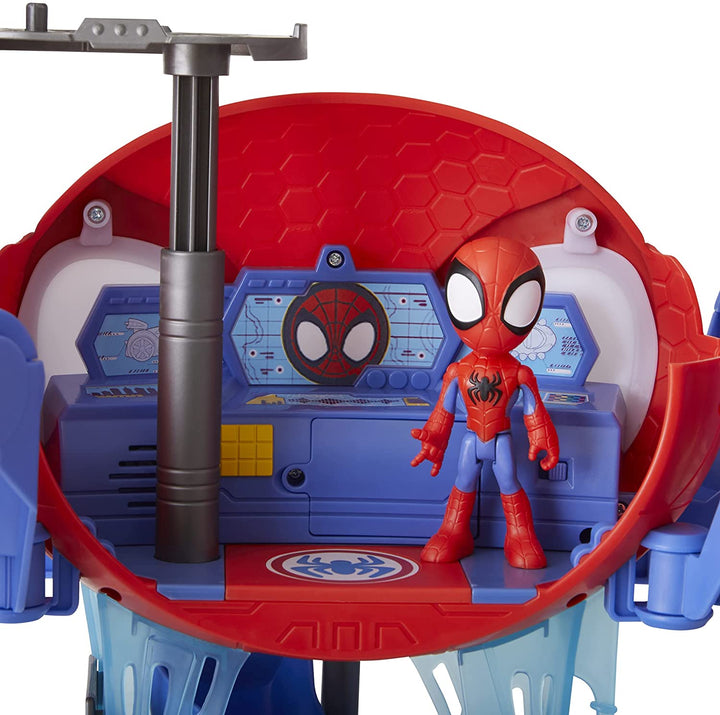 SPIDEY AND HIS AMAZING FRIENDS F1461 Marvel Web-Quarters Playset with Lights, Sounds, Spidey and Vehicle, for Kids Ages 3 and Up