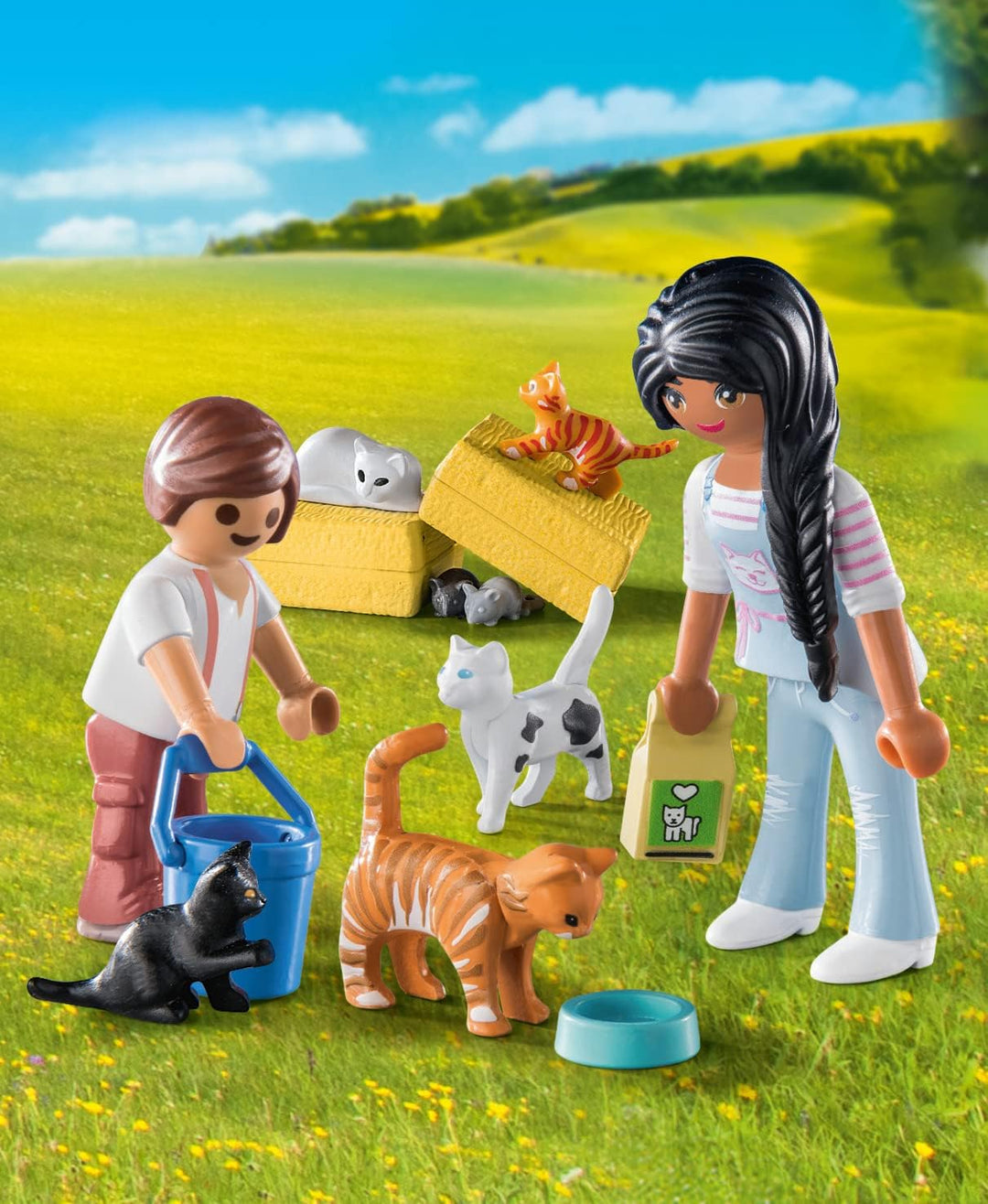 Playmobil 71309 Country Cat Family, cats and kittens, organic farm, Sustainable Toy, Fun Imaginative Role-Play