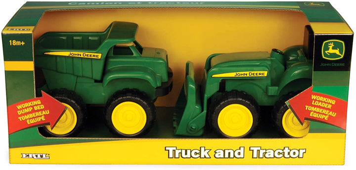 John Deere 6'' Dump Truck & Toy Tractor With Loader Construction Vehicle Set