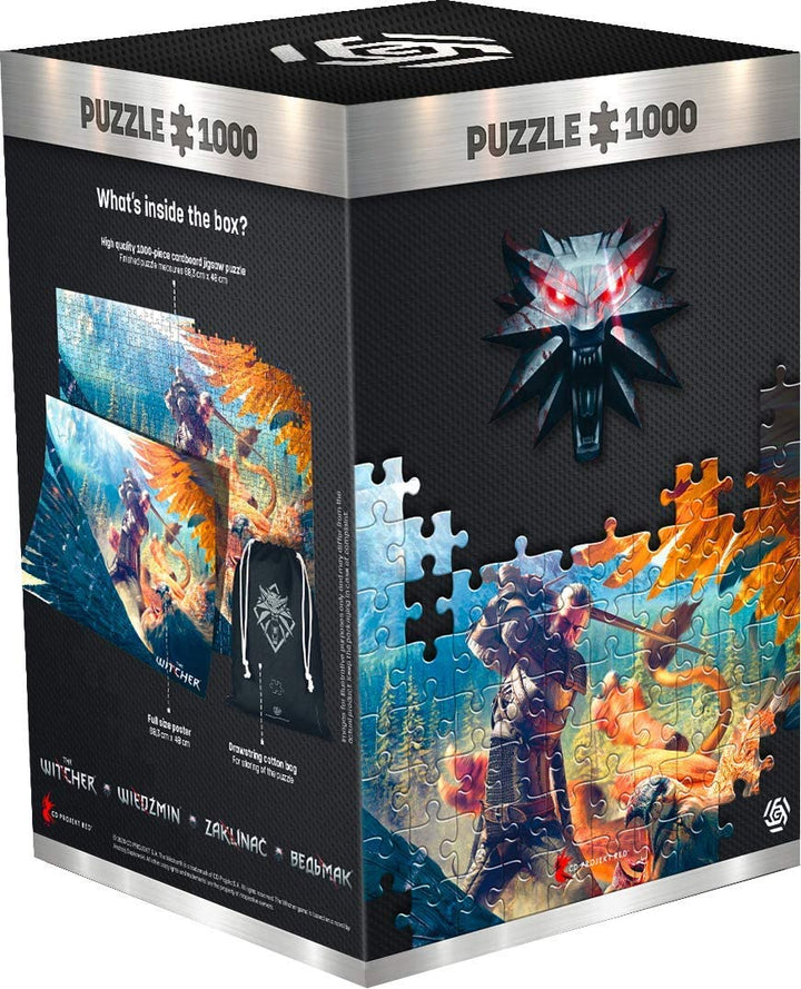 Good Loot The Witcher 3: Wild Hunt Gryffin Fight - 1000 Pieces Jigsaw Puzzle 68cm x 48cm | includes Poster and Bag | Game Artwork for Adults and Teenagers