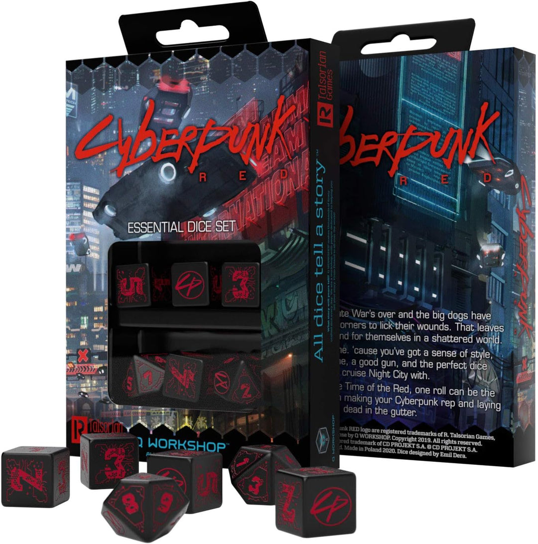 Q WORKSHOP Cyberpunk Red Essential Dice Set (Red Essential)