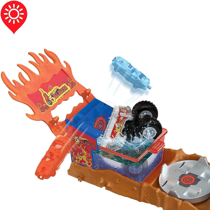 Hot Wheels Monster Trucks Arena Smashers Color Shifters 5-Alarm Rescue with 1 Color Shifter Monster Truck