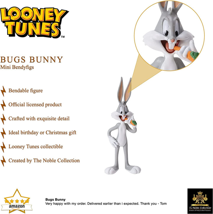 The Noble Collection Looney Tunes Mini Bendyfigs Bugs Bunny - 5.75in (14.5cm) No