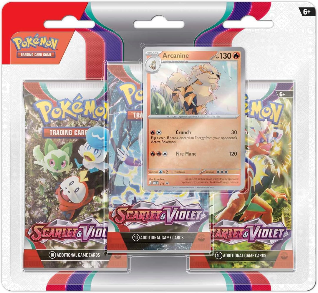 Pokemon TCG: Scarlet & Violet 3-Pack Booster (Styles Vary, One Supplied)
