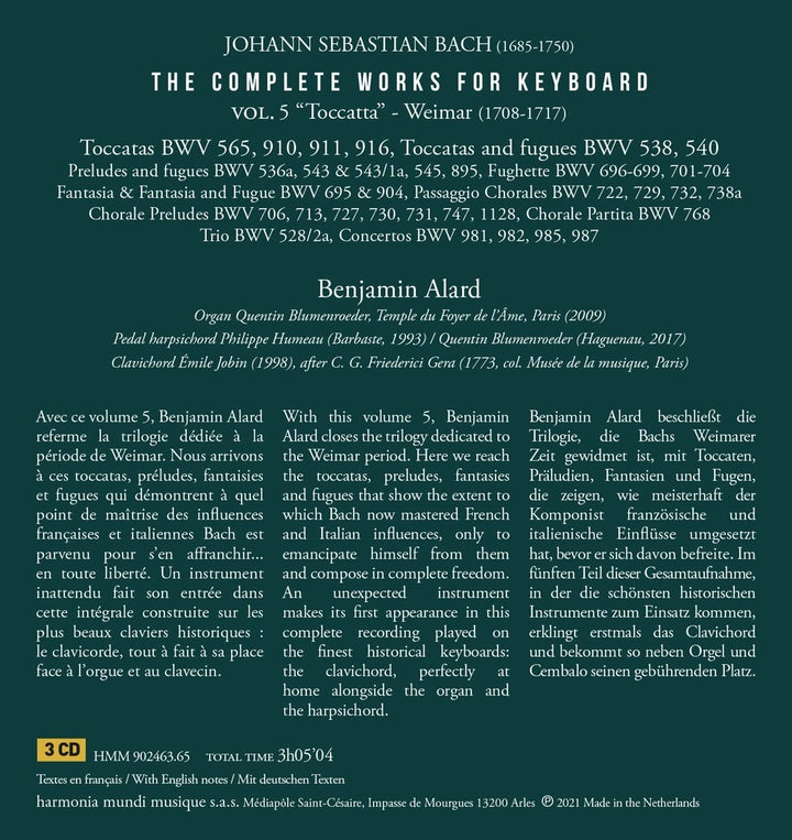 Benjamin Alard - Johann Sebastian Bach: The Complete Works For Keyboard [Audio CD]