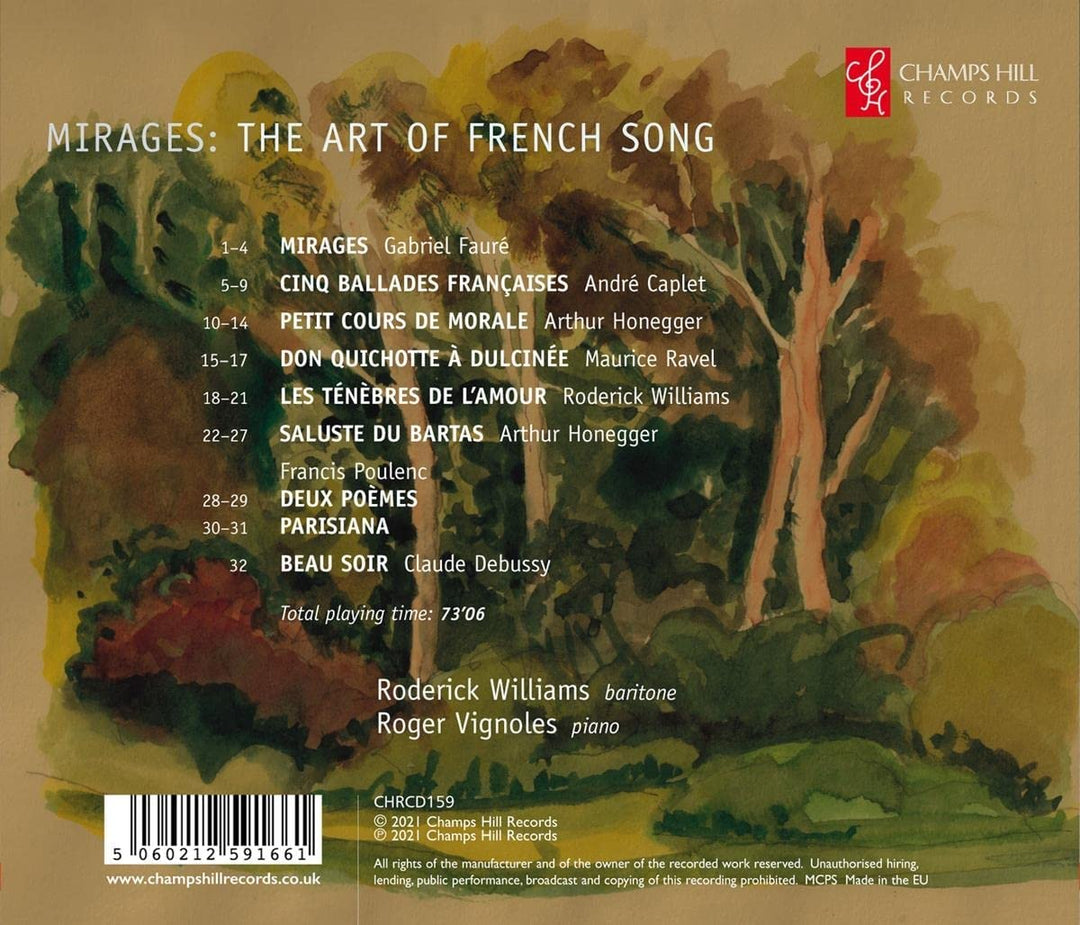 Mirages Art Of French Song [Roderick Williams; Roger Vignoles] [Champs Hill Reco [Audio CD]