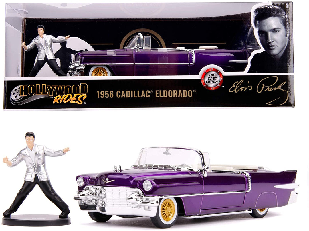 Jada Toys 253255011 1956 Presley Cadillac Eldorado Die-cast Toy Car, Doors, Trunk & Bonnet Open, Includes Elvis Figure, 1:24 Scale Purple