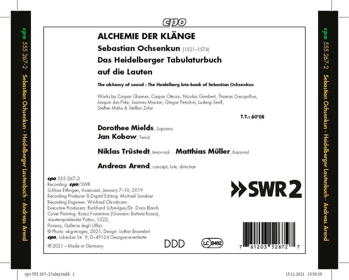 Heidelberger Tabulaturbuch [Dorothee Mields; Jan Kobow; Niklas Trüstedt; Matthias Müller; Andreas Arend] [Cpo: 555267-2] [Audio CD]