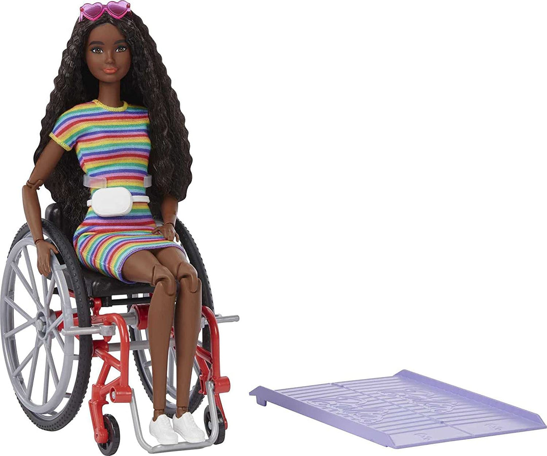 Barbie Fashionistas Doll #166 with Wheelchair & Crimped Brunette Hair