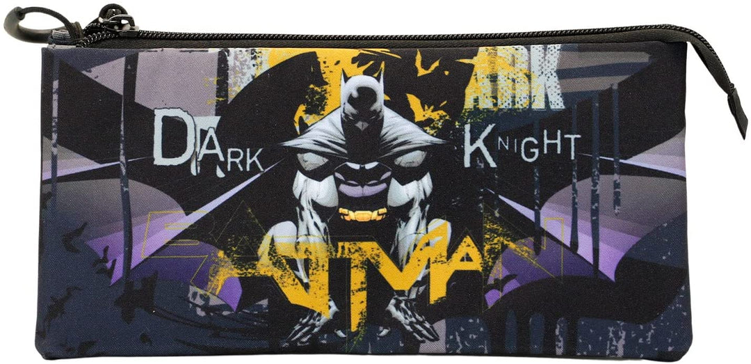 Batman Dark Night-Fan Triple Pencil Case, Grey
