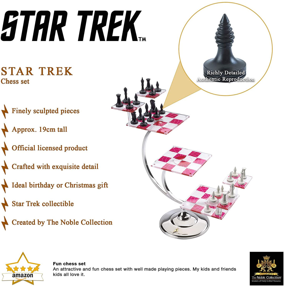 The Noble Collection Star Trek Tri-Dimensional Chess Set - 32 Highly Detailed Plastic Chess Pieces - Officially Licensed Star Trek TV Show Game Gifts