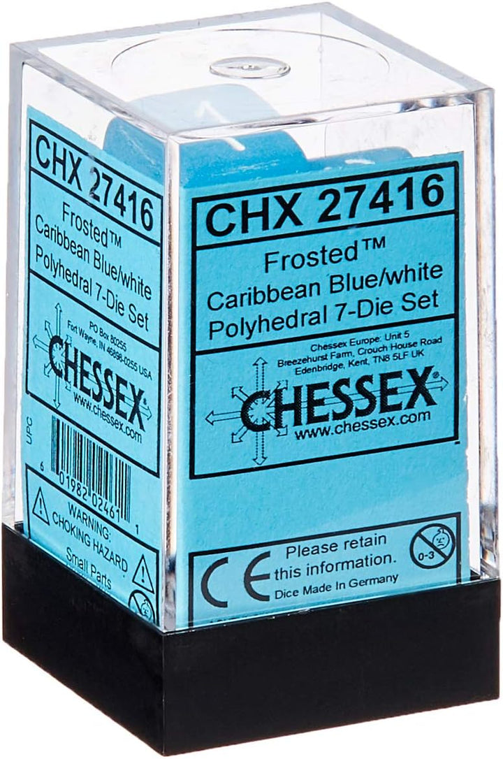 Chessex 27416 Dice-Frosted: 7Pc Caribbean Blue Set, Multi-Colored