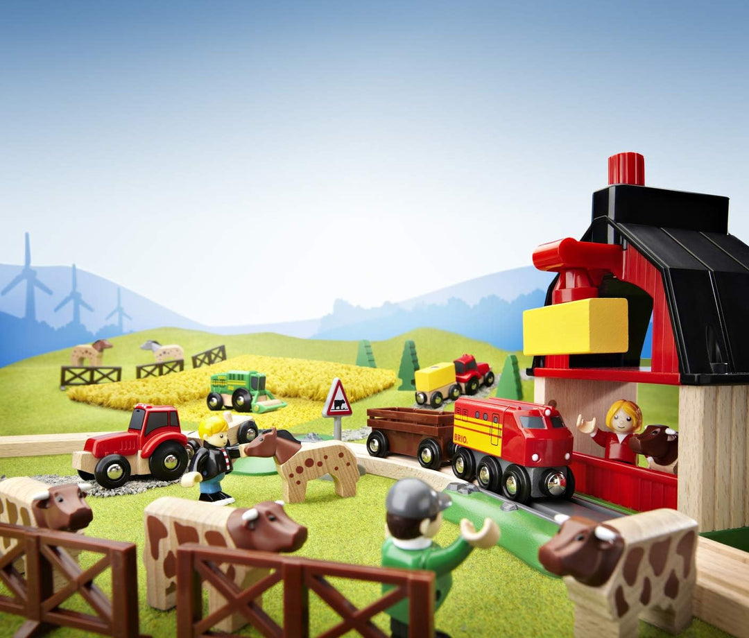 BRIO World Farm Train-Set für Kinder ab 3 Jahren – kompatibel mit allen BRIO-Eisenbahnsets und Zubehör