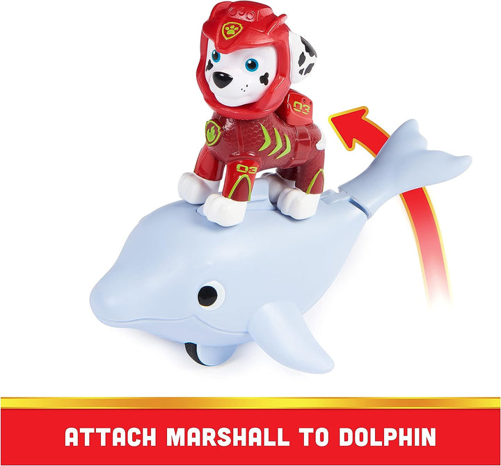 Paw Patrol, Aqua Pups Marshall and Dolphin Action Figures Set, Kids’ Toys