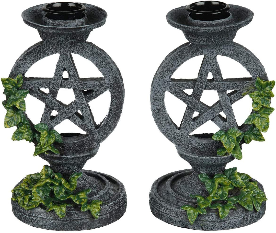 Nemesis Now Aged Pentagram Candlesticks Candle Holder 13.4cm Grey