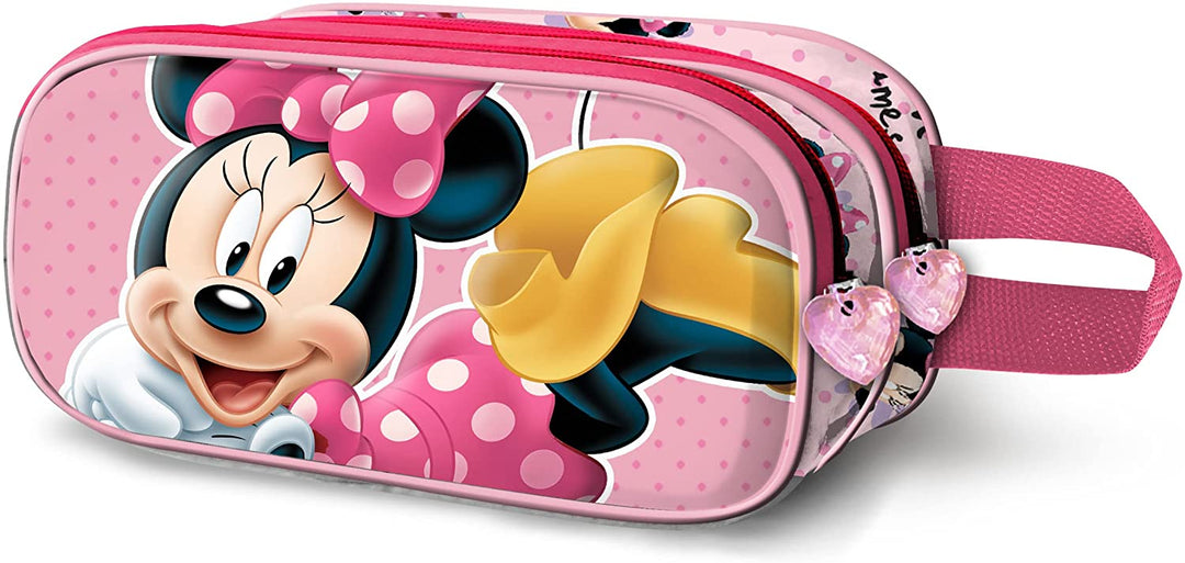 Minnie Mouse Lying-3D Double Pencil Case, Pink