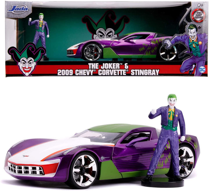 Jada 253255020 Chevrolet Joker 2009 Chevy Corvette Stingray 1:24 Scale DIE-CAST CAR, Purple, Green, White