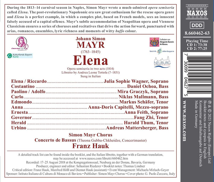 Mayr: Elena [Various] [Naxos: 8660462-63] [Audio CD]