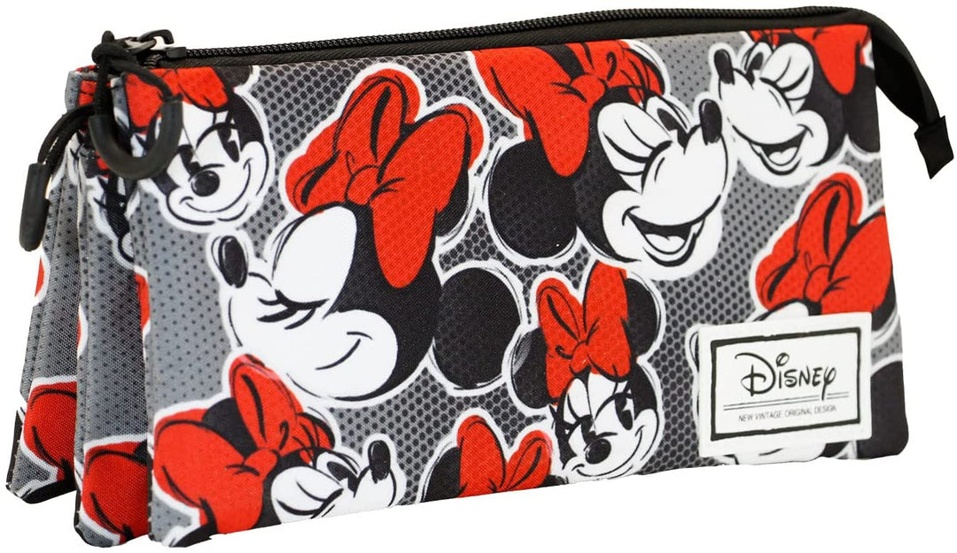 Minnie Mouse Lashes-Fan Triple Pencil Case, Red
