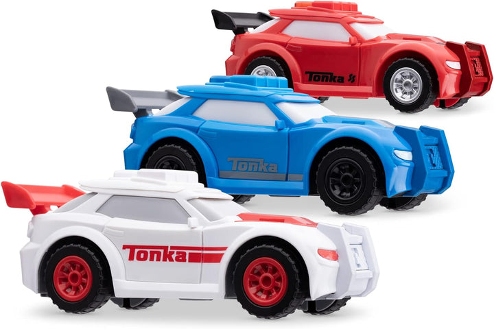 Tonka Racecar 3 Pack, Amazon Exclusive, 6268, Lights & Sounds Race Car Toys for