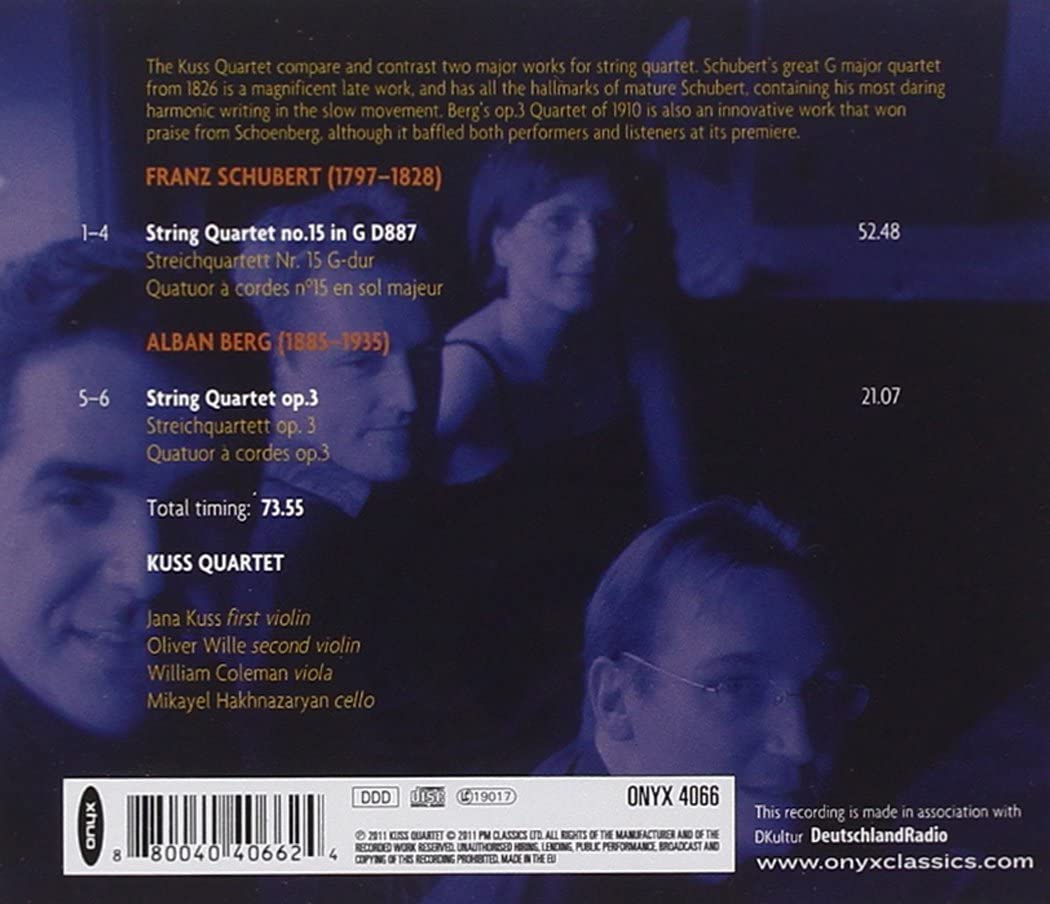 Kuss Quartet - Schubert: String Quartet 5; Berg: String Quartet Op.3 [Audio CD]