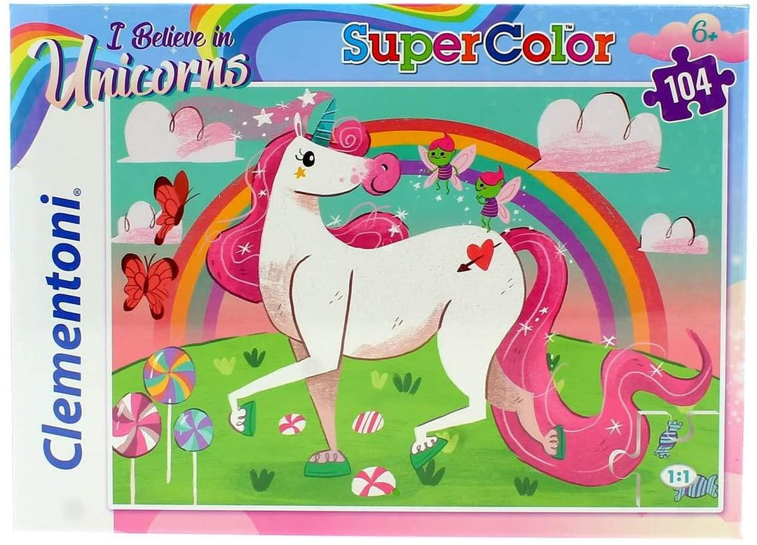 Clementoni - 27109 - Supercolor Unicorn Brilliant - Puzzle for children - 104 pieces