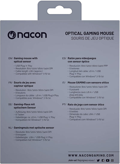 Nacon Gm-105 Mouse Left Handed Optical USB 2400 DPI Black Blue