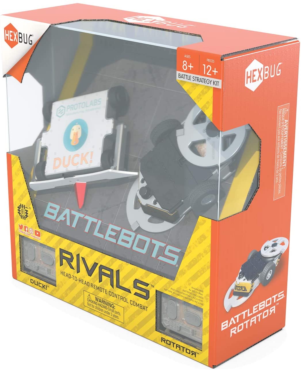 HEXBUG BattleBots Rivals 5.0 (Rotator and Duck!) Toys for Kids - Fun Battle Bot