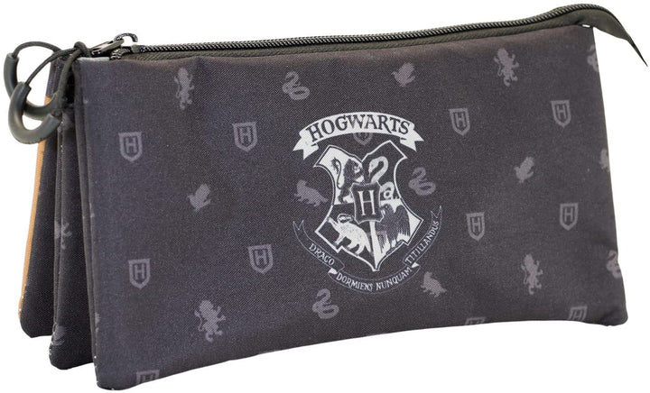 Harry Potter Howgarts-Fan Triple Pencil Case, Black