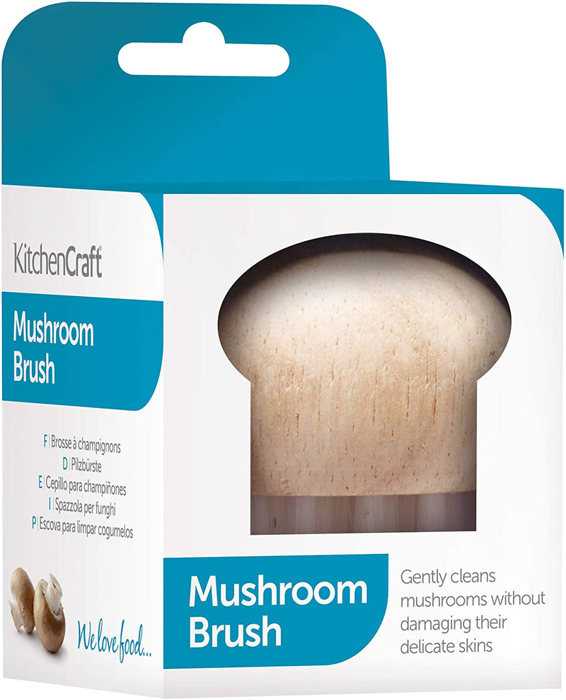 KitchenCraft Wooden Mushroom Brush, Rubber Wood / Nylon, 5.5 cm