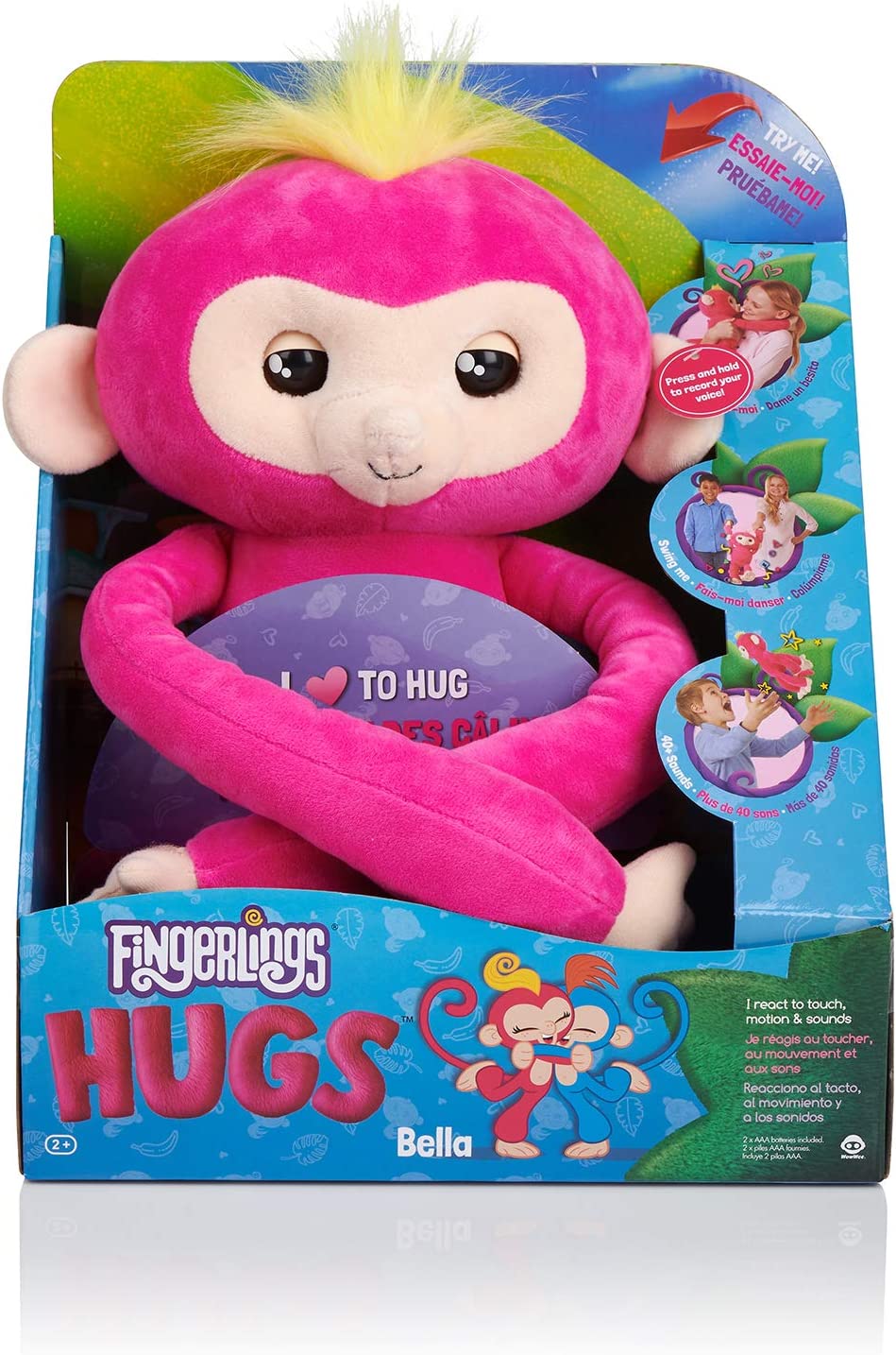 Fingerlings HUGS - BELLA - Friendly Interactive Plush Monkey Toy - by WowWee