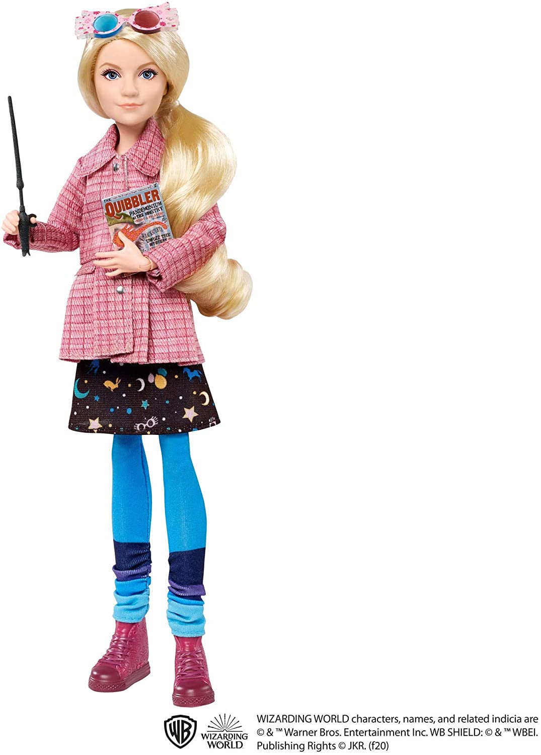 Harry Potter Luna Lovegood Collectible Doll (~10-inch) Wearing Tweed Jacket, Skirt and Tights, with Quibbler and Spectrespecs, Gift for 6 Year Olds and Up