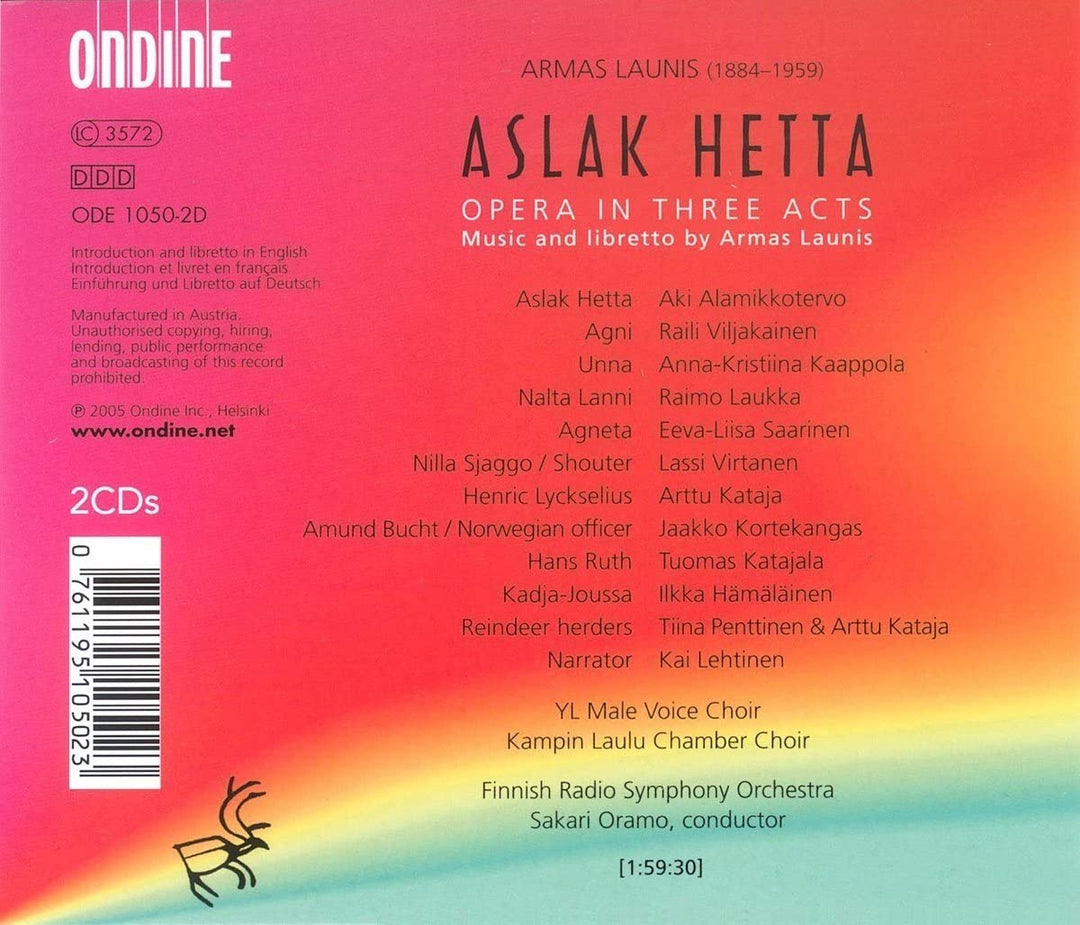 YL male voice choir - Armas Launis: Aslak Hetta [Audio CD]