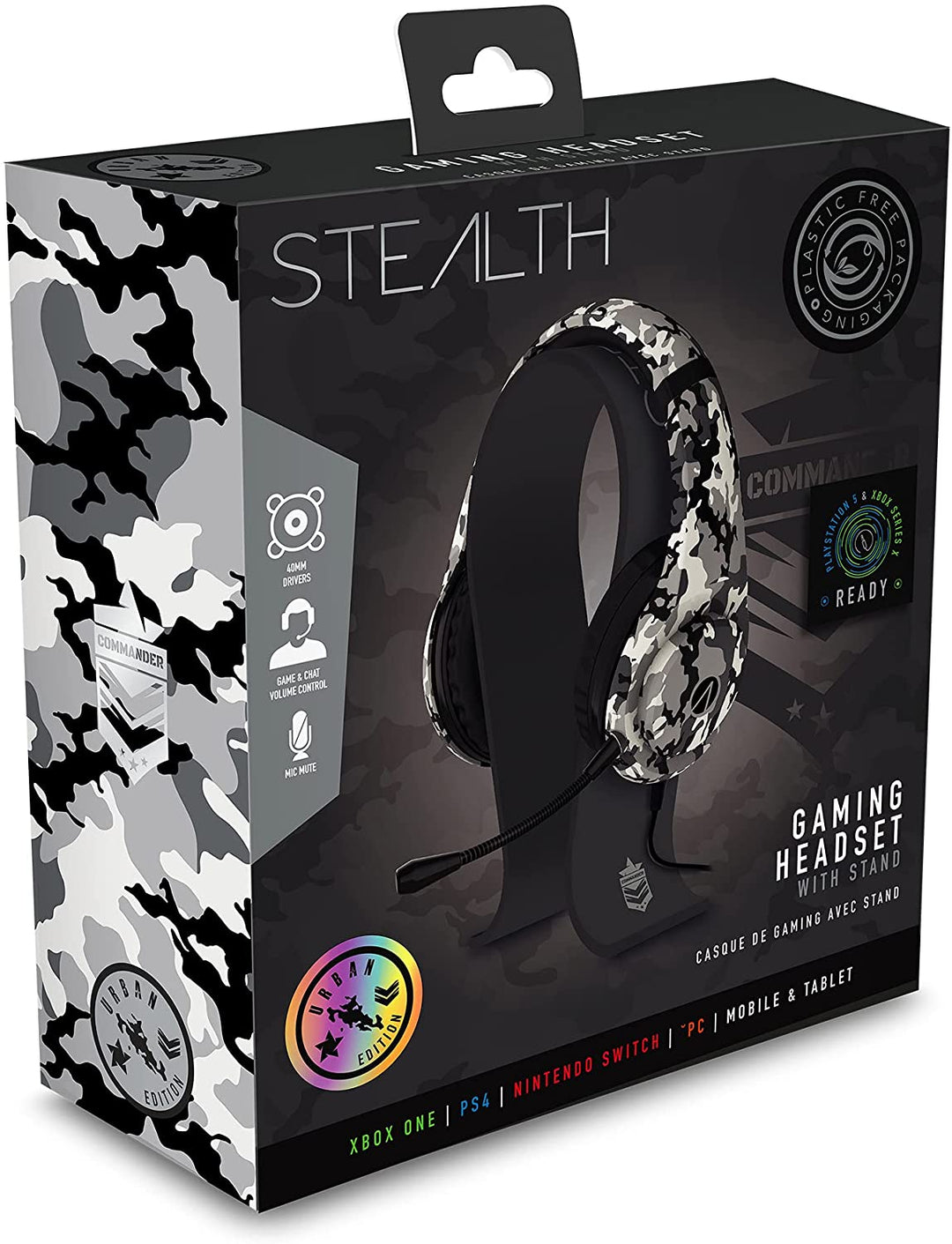 Stealth COMMANDER Gaming Headset with Stand for XBOX, PS4/PS5, Switch, PC - URBAN Edition (PS4)
