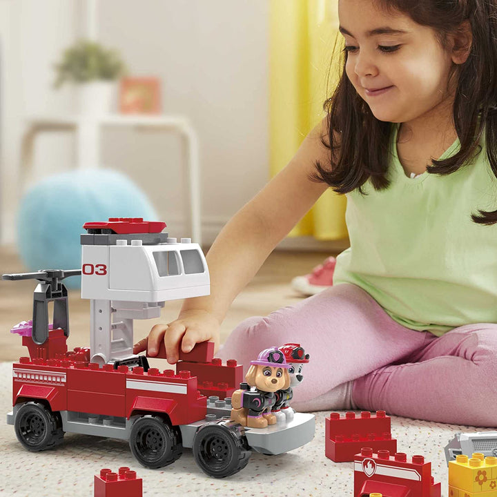 MEGA PAW Patrol Marshall's Ultimate Fire Truck building set with Marshall and Skye figures