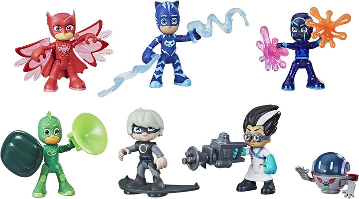 PJ MASKS F2096 Hero and Villain Set Preschool Toy, 7 Action Figures with 10 Accessories, Ages 3 and Up
