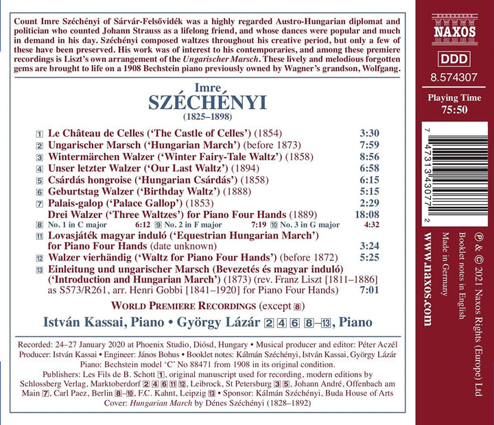 Szechenyi: Waltzes [Istvn Kassai; Lzr Gyrgy] [Naxos: 8574307] [Audio CD]